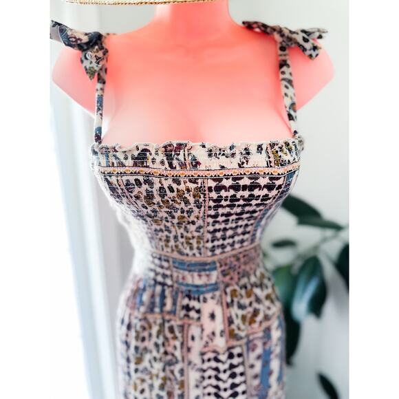 Cottagecore Patchwork of Wanderlust gauzy smocked boho free spirited romper - Picture 3 of 8